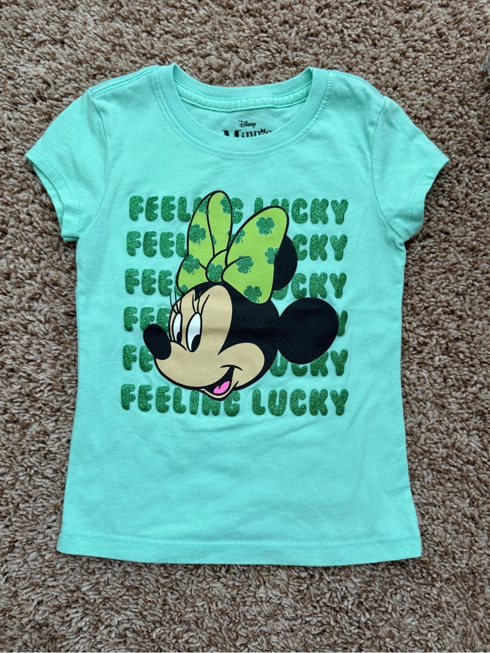 Disney Minnie Mouse Feeling Lucky St. Patrick’s Day Shirt Girls XS 4/5